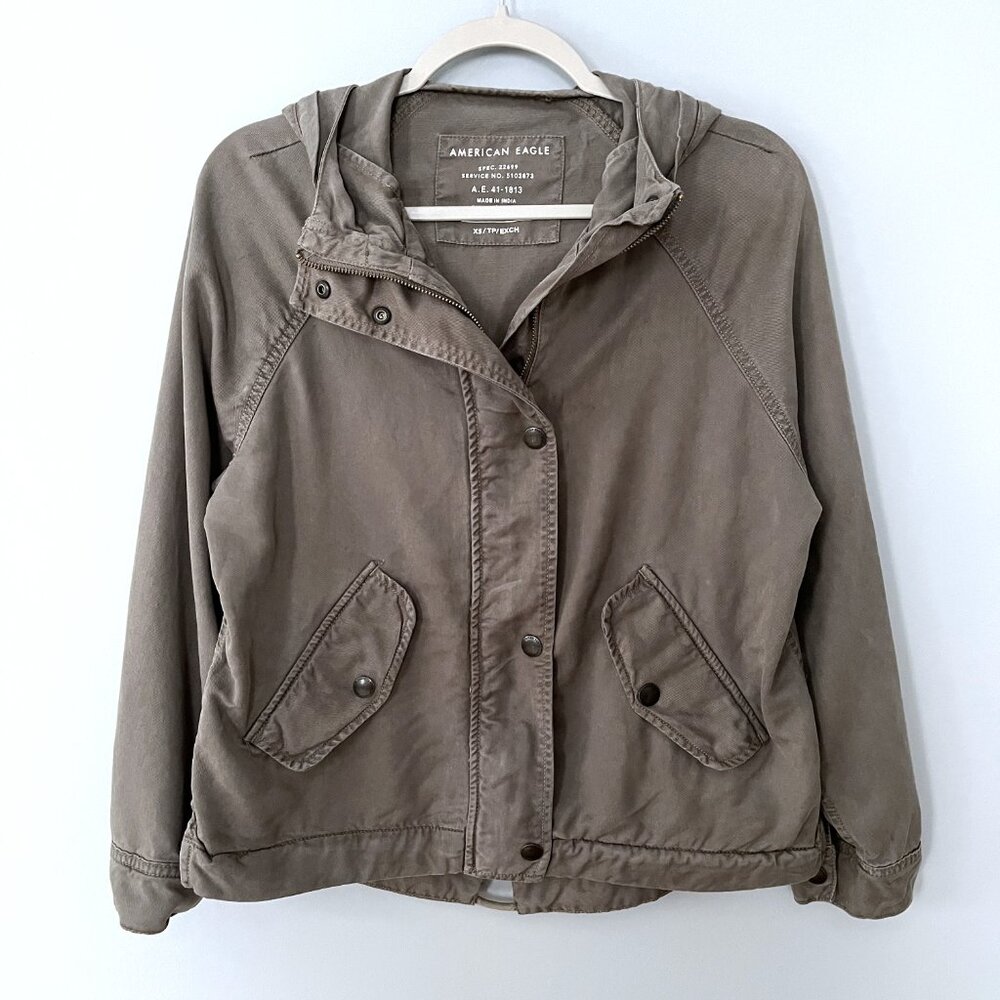 AEO American Eagle Hooded Military Jacket (Green) XS - Picture 2 of 12